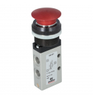 Camozzi 3/2 NC pneumatic valve; G 1/8 "; monostable; manual operation; red