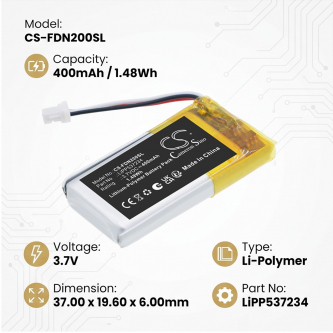 Batería de repuesto para Fender F02-2311300/000 / LiPP537234 400 mAh Li-Polímero 3,7 V (Cameron Sino)