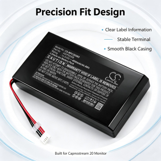Batería de repuesto para monitor Medtronic Capnostream 20P / BP01000, 4500 mAh, iones de litio, 14,4 V (Cameron Sino)