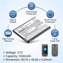 Replacement Battery for SPC Jasper 2327N / 2316N 1300mAh Li-ion 3.7V (Cameron Sino)