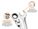 Ratcheting open-end wrench, articulated, 10 mm, Teger