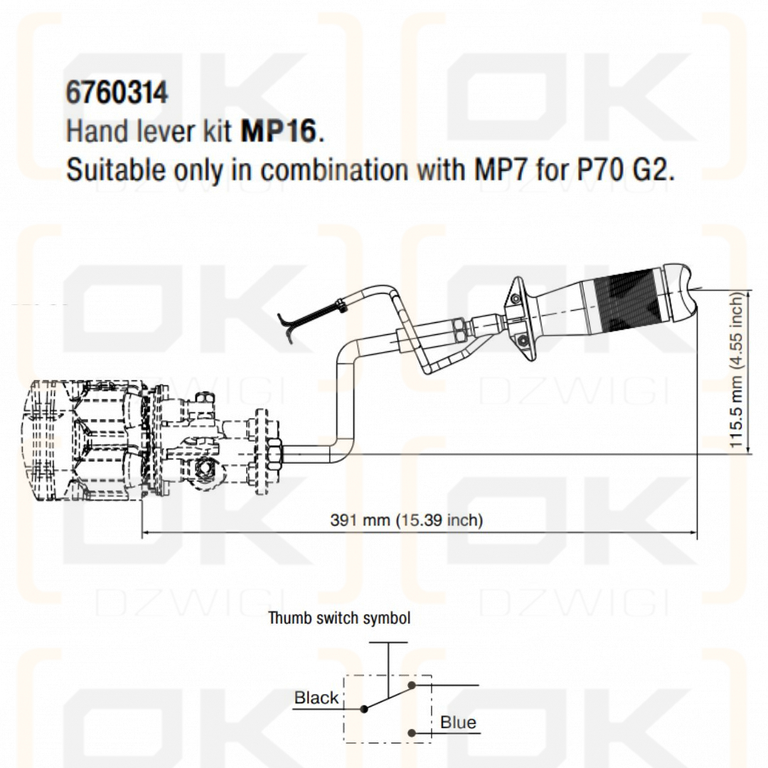 Joystick krzyżowy Parker z przełącznikiem ON/OFF P70 G2 typ MP16