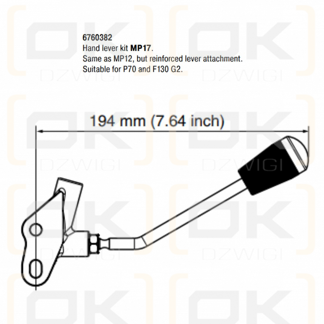 Dźwignia Parker P70, F130 G2 typ MP17