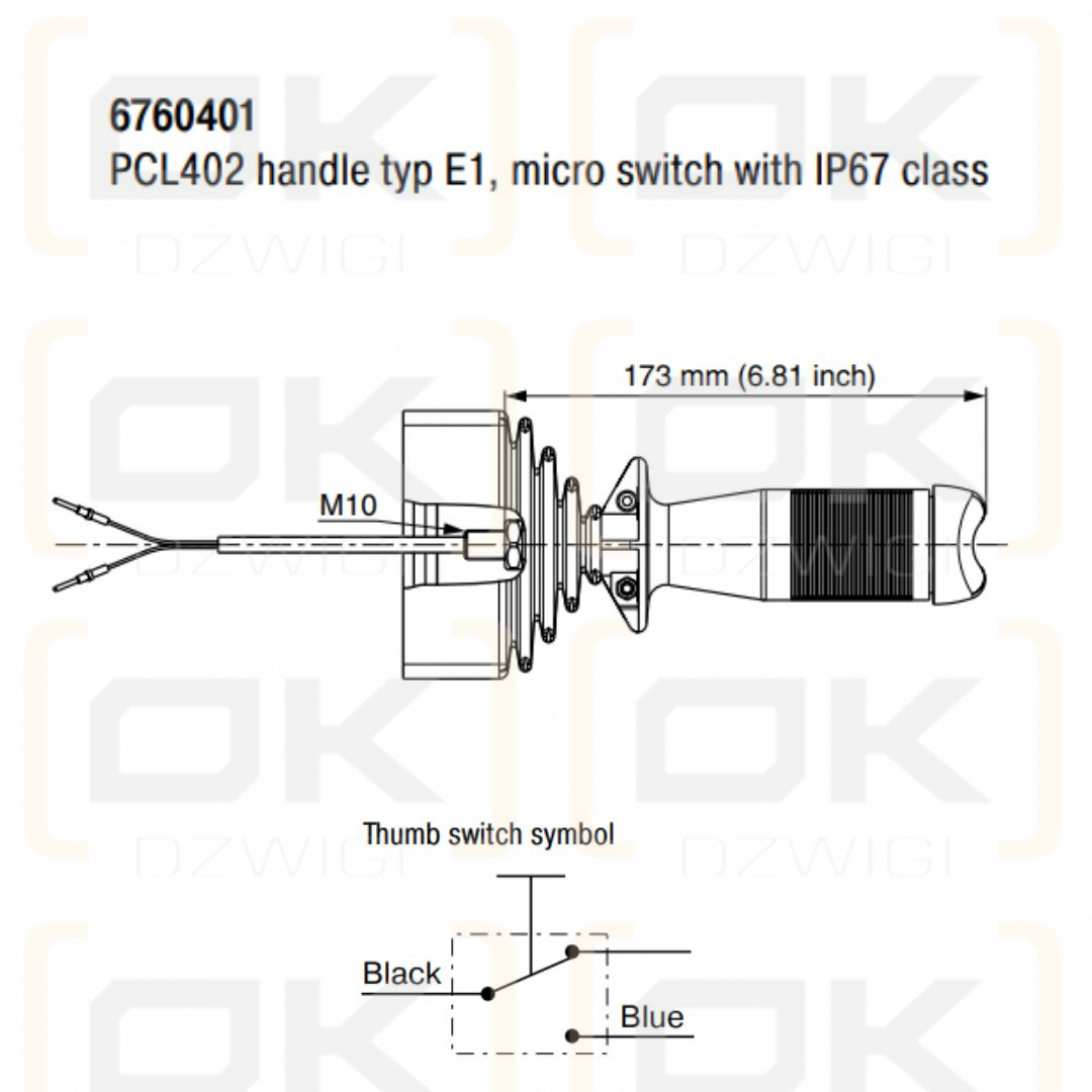 Joystick Parker PCL402 z przełącznikiem ON/OFF typ E1