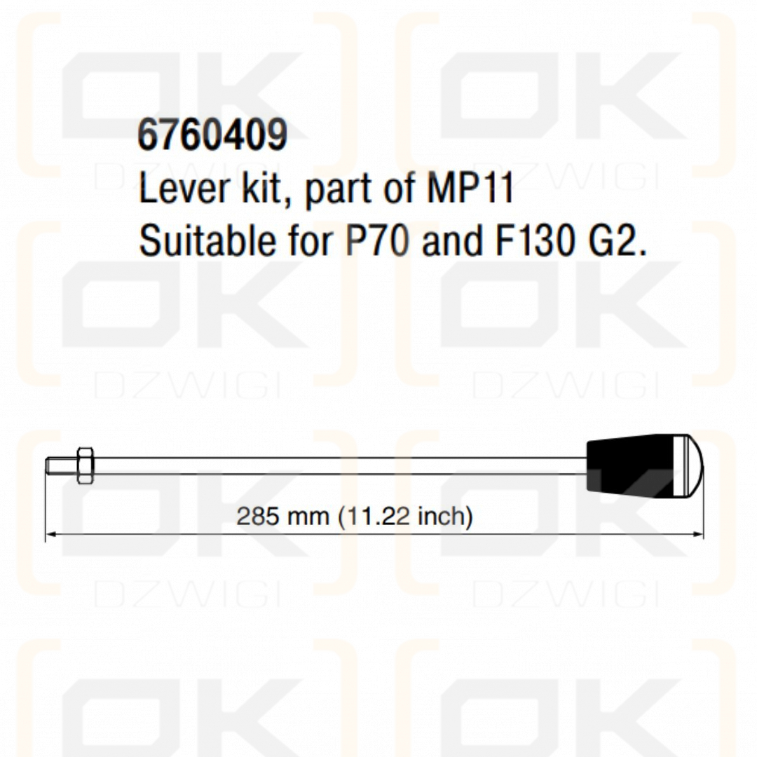 Dźwignia Parker P70, F130 G2 typ MP11