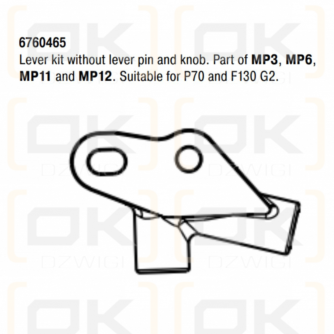 Uchwyt dźwigni Parker dla MP3, MP6, MP11, MP12; P70, F130G2