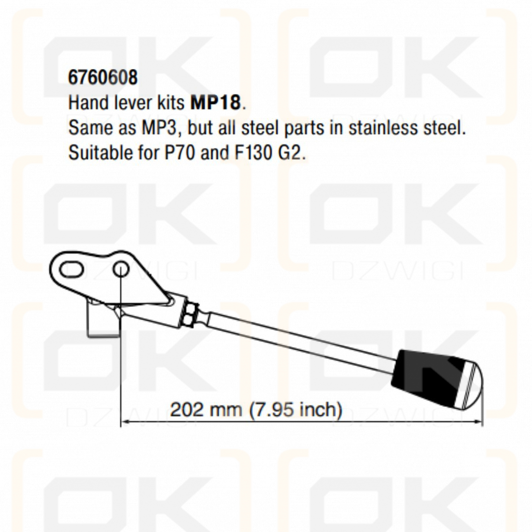 Dźwignia Parker P70, F130 G2 typ MP18