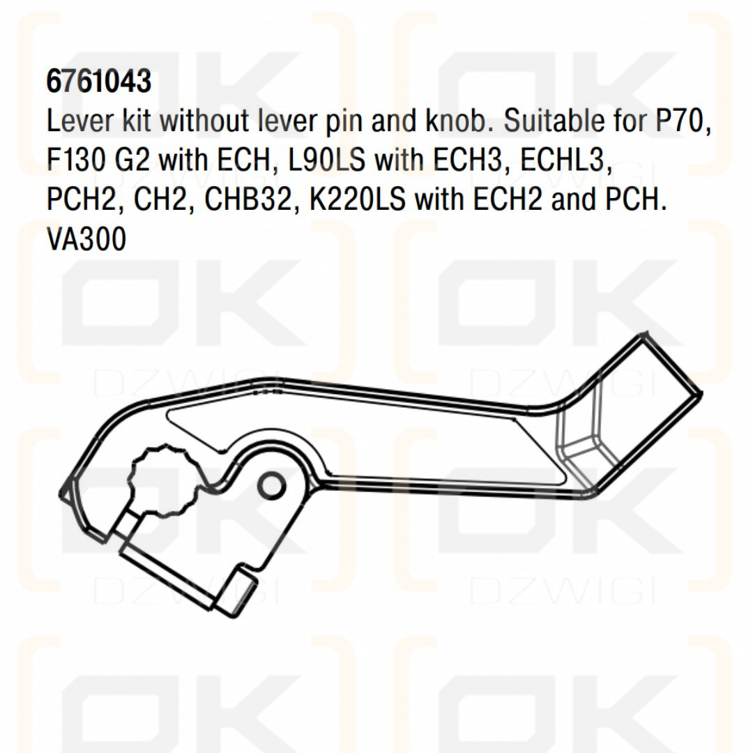 Dźwignia Parker P70, F130 G2, L90LS, K220LS, VA300