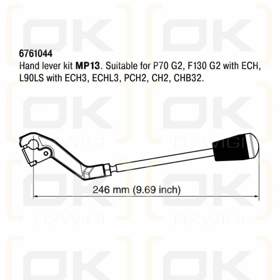 Dźwignia Parker P70 G2, F130 G2, L90LS typ MP13
