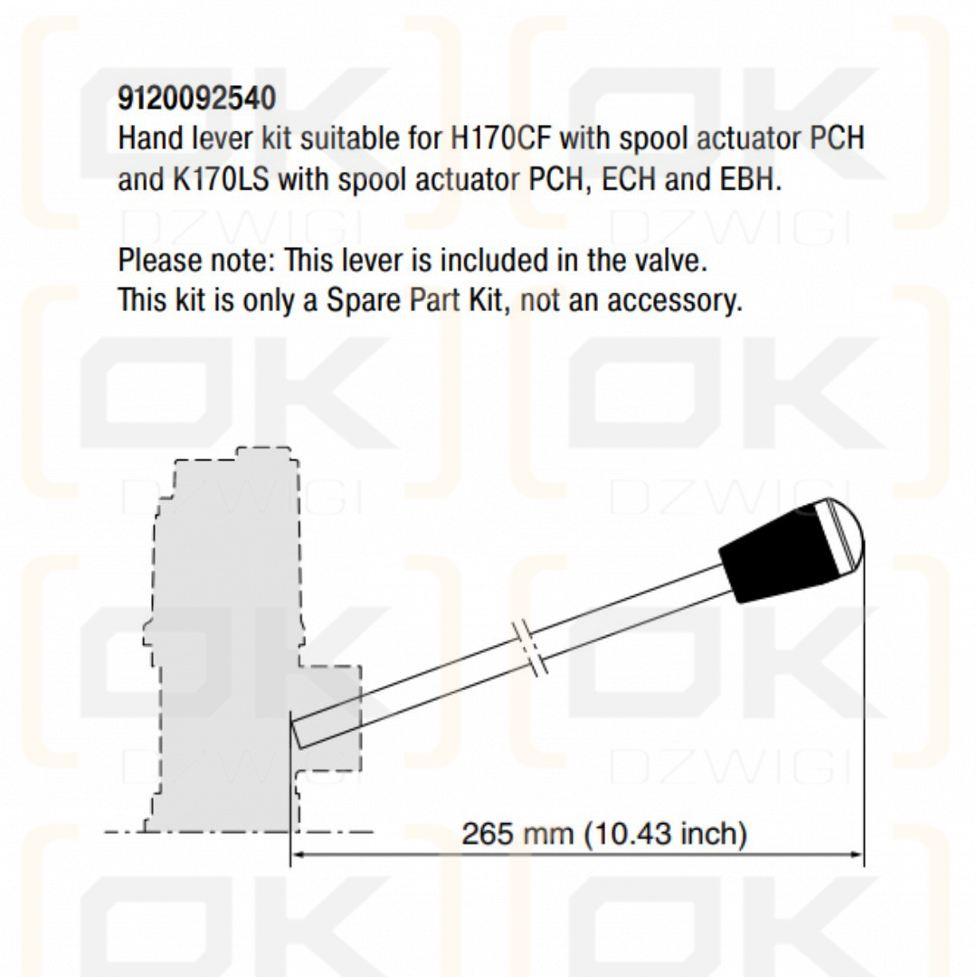 Dźwignia Parker H170CF (PCH), K170LS (PCH, ECH, EBH)