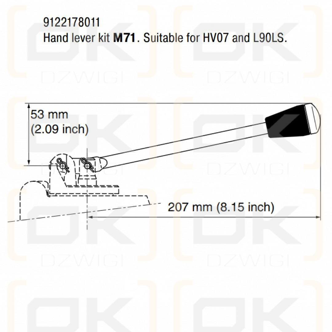 Dźwignia Parker HV07, L90LS typ M71