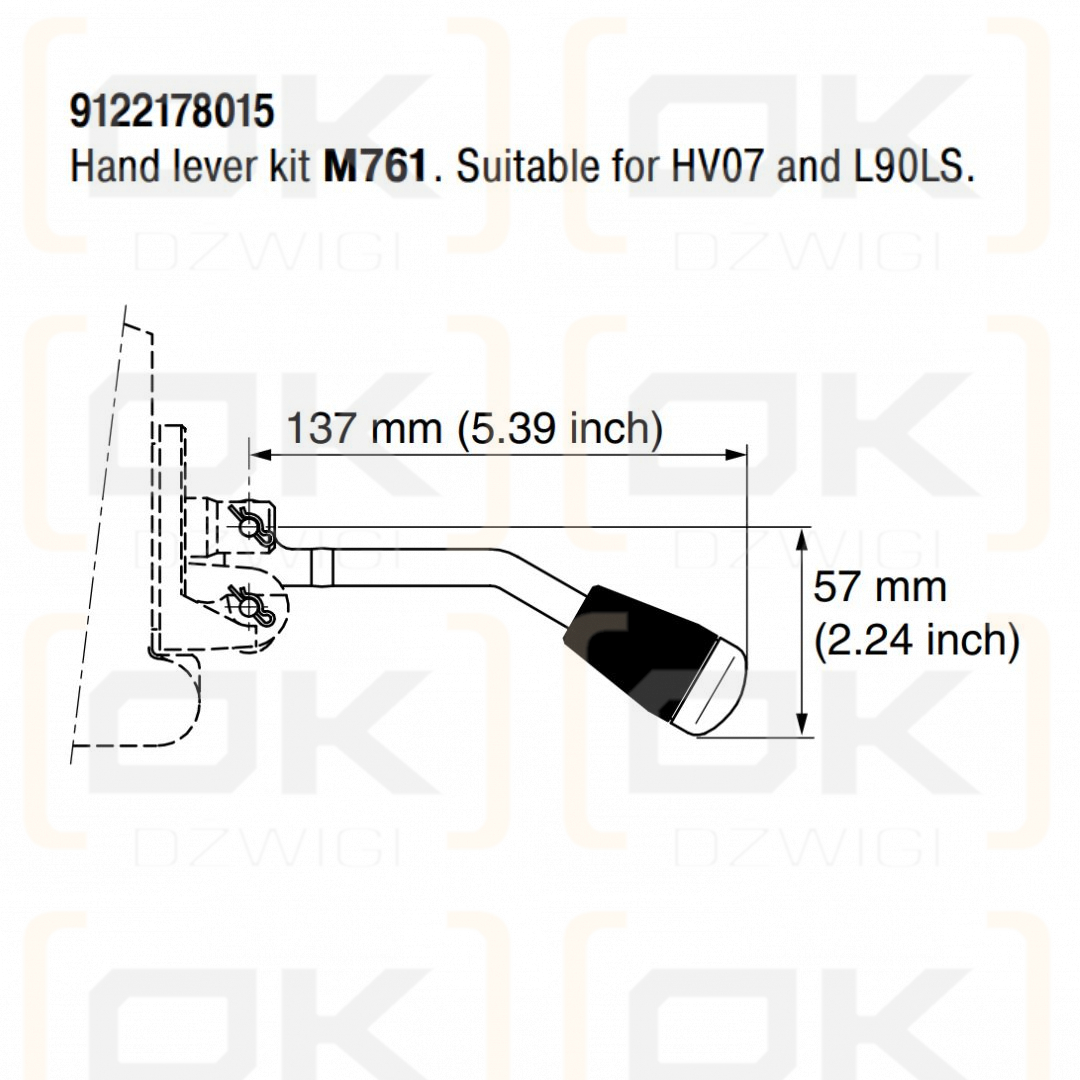 Dźwignia Parker HV07, L90LS typ M761