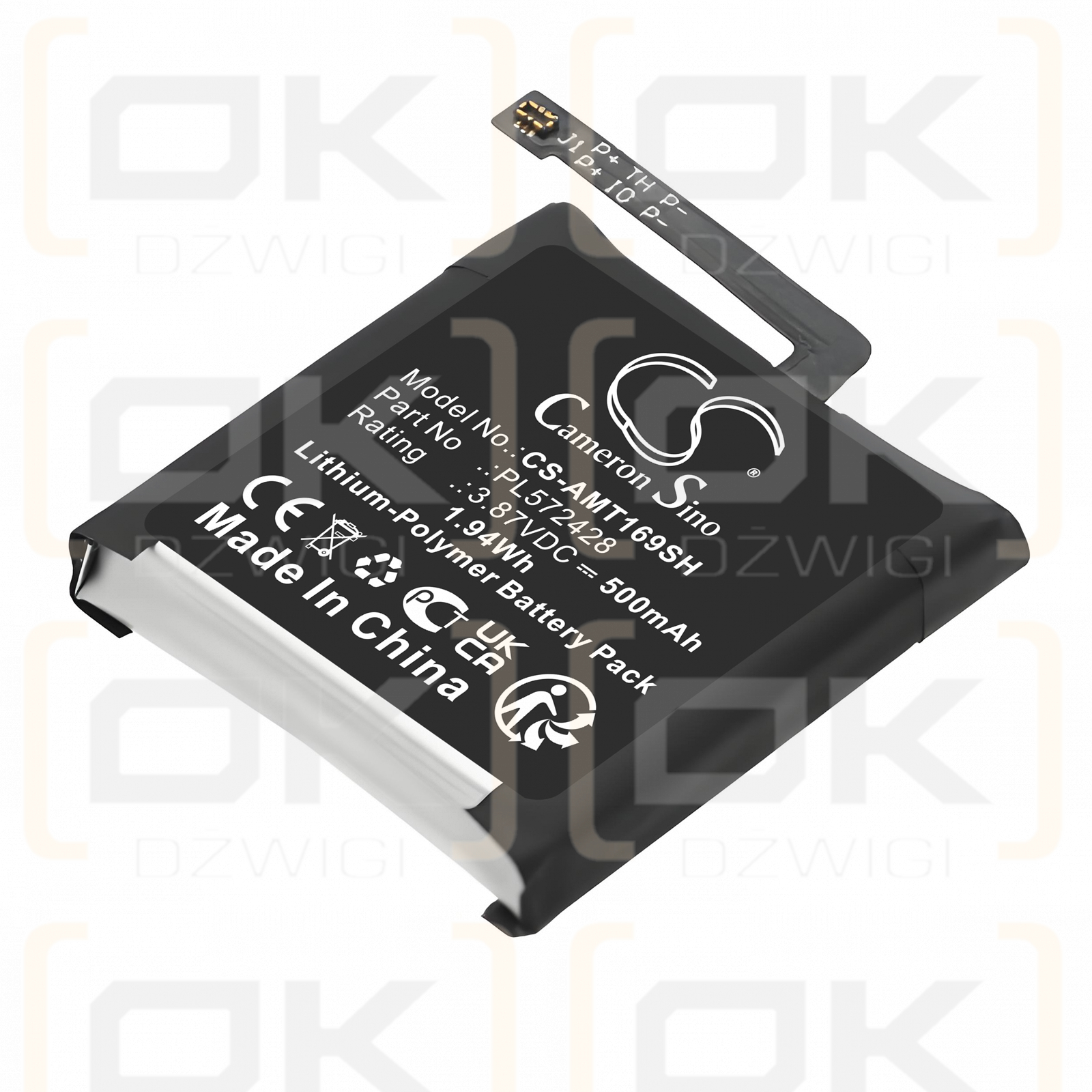 Amazfit T-Rex 2 / PL572428 500mAh Li-Polymer 3.87V (Cameron Sino)