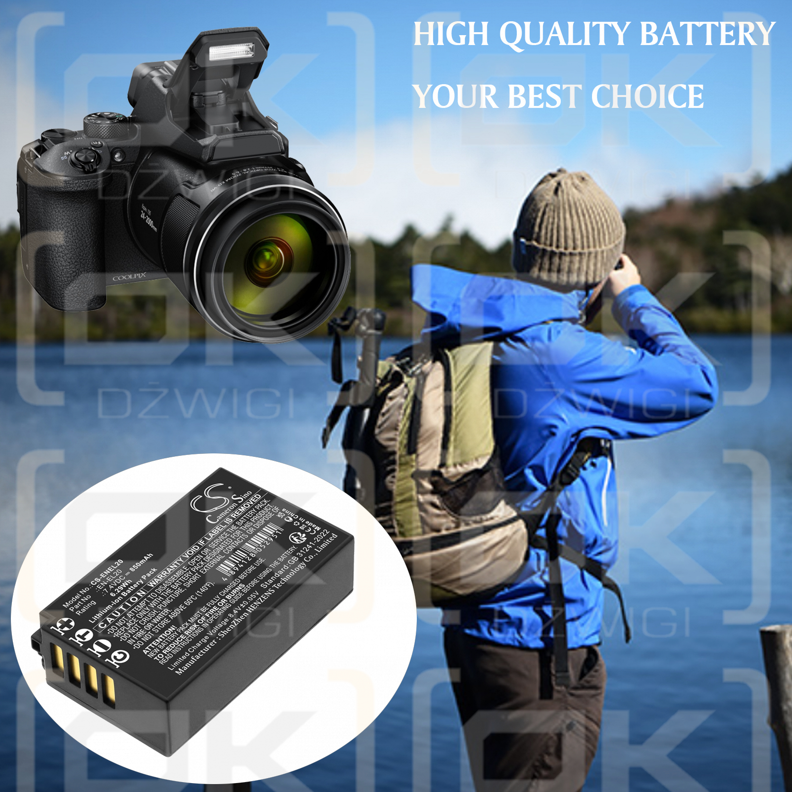 Nikon 1 AW1 / EN-EL20a 850mAh Li-ion 7.4V (Cameron Sino)