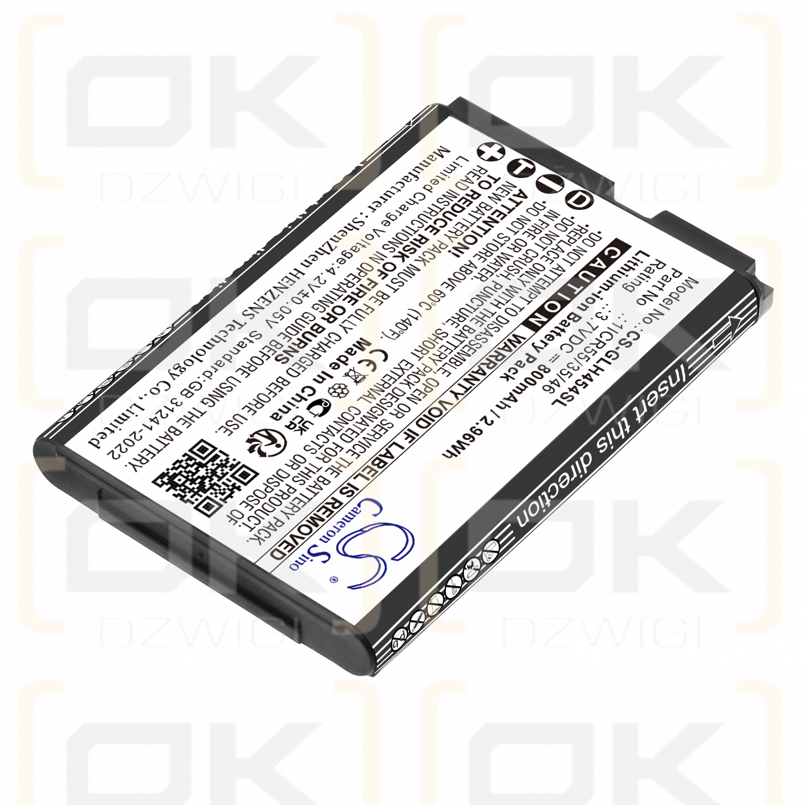 GEOSPACE Line Health Recorder / 1ICR55/35/46 800mAh Li-ion 3.7V (Cameron Sino)
