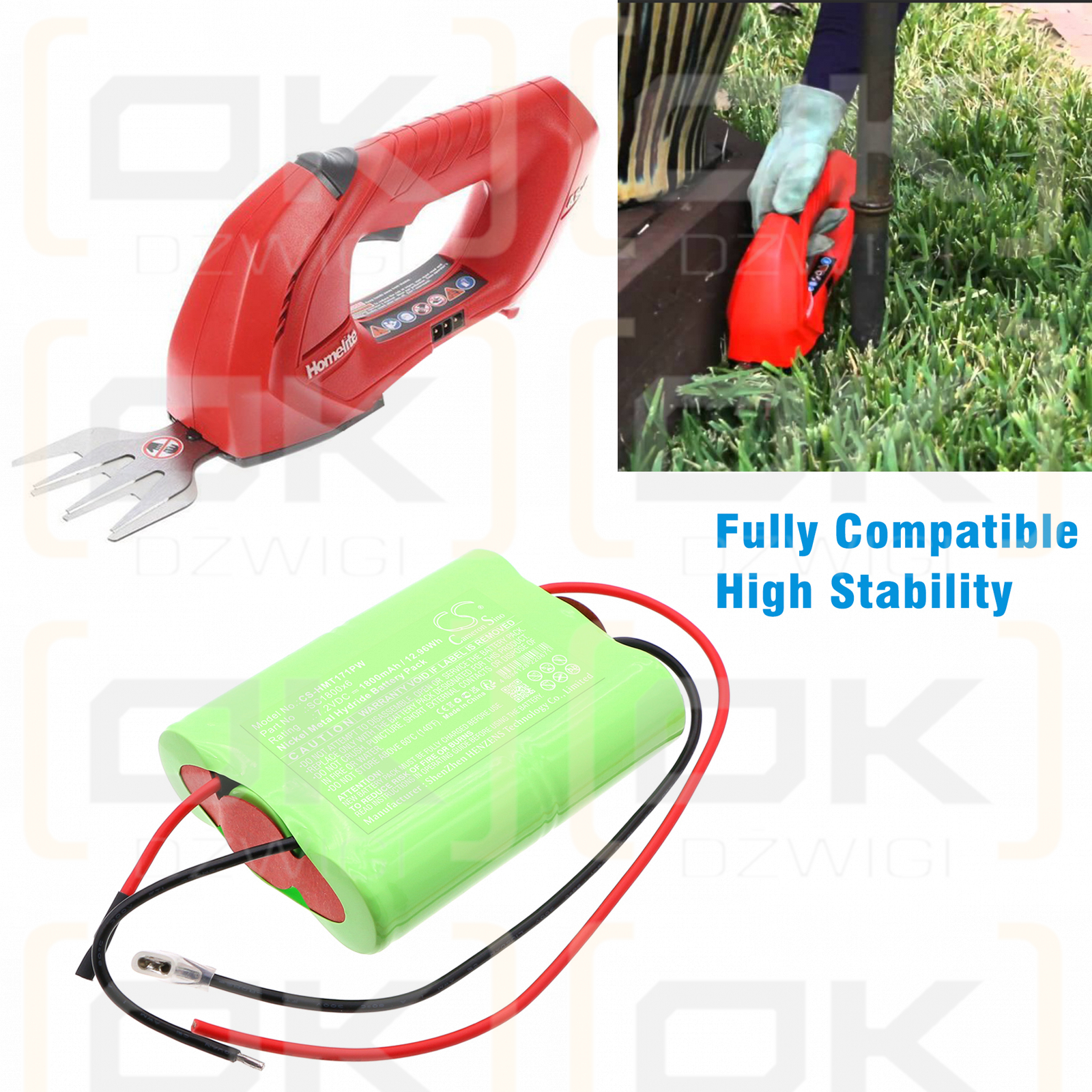 Homelite cordless Shear UT44176 / SC1800x6 1800mAh Ni-MH 7.2V (Cameron Sino)