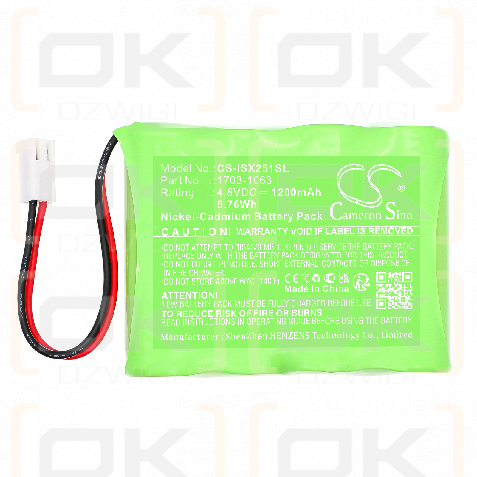 Industrial Scientific MX251/1703-1063 1200 mAh Ni-CD 4,8 V (Cameron Sino)