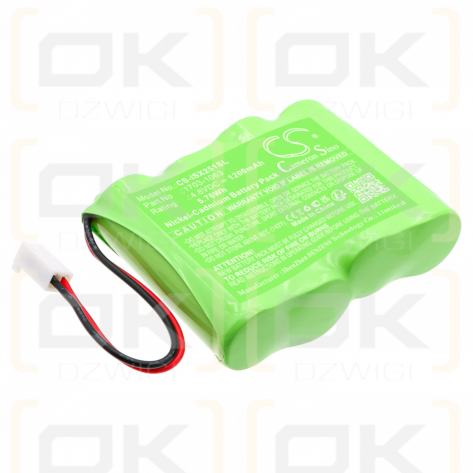 Industrial Scientific MX251/1703-1063 1200 mAh Ni-CD 4,8 V (Cameron Sino)
