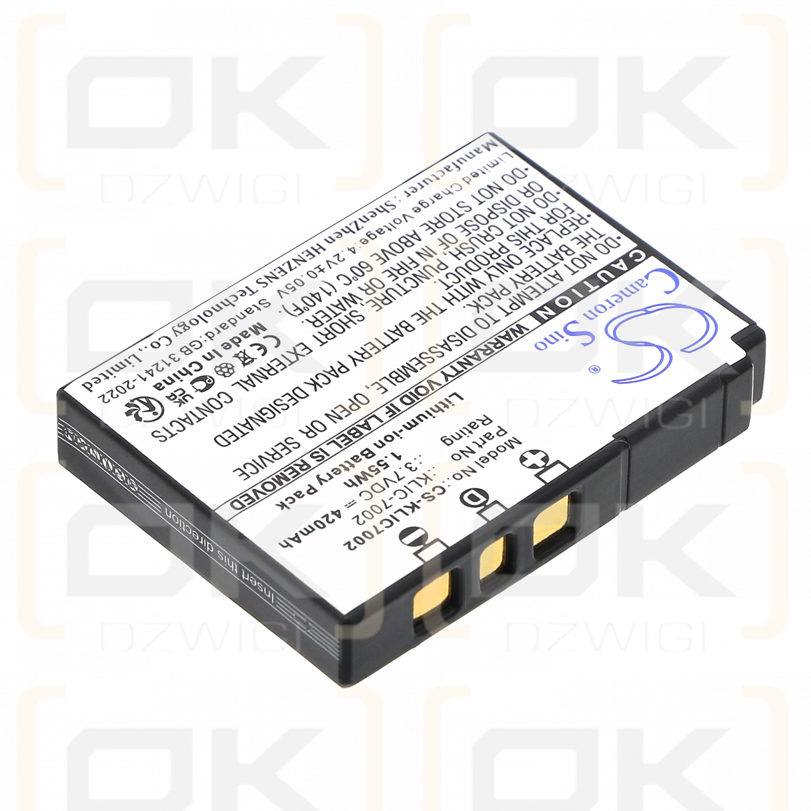 KODAK / KLIC-7002 420mAh Li-ion 3.7V (Cameron Sino)