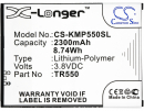 Ersatzakku für KAZAM Trooper 550 / TR550 2300 mAh Li-Polymer 3,8 V (Cameron Sino)