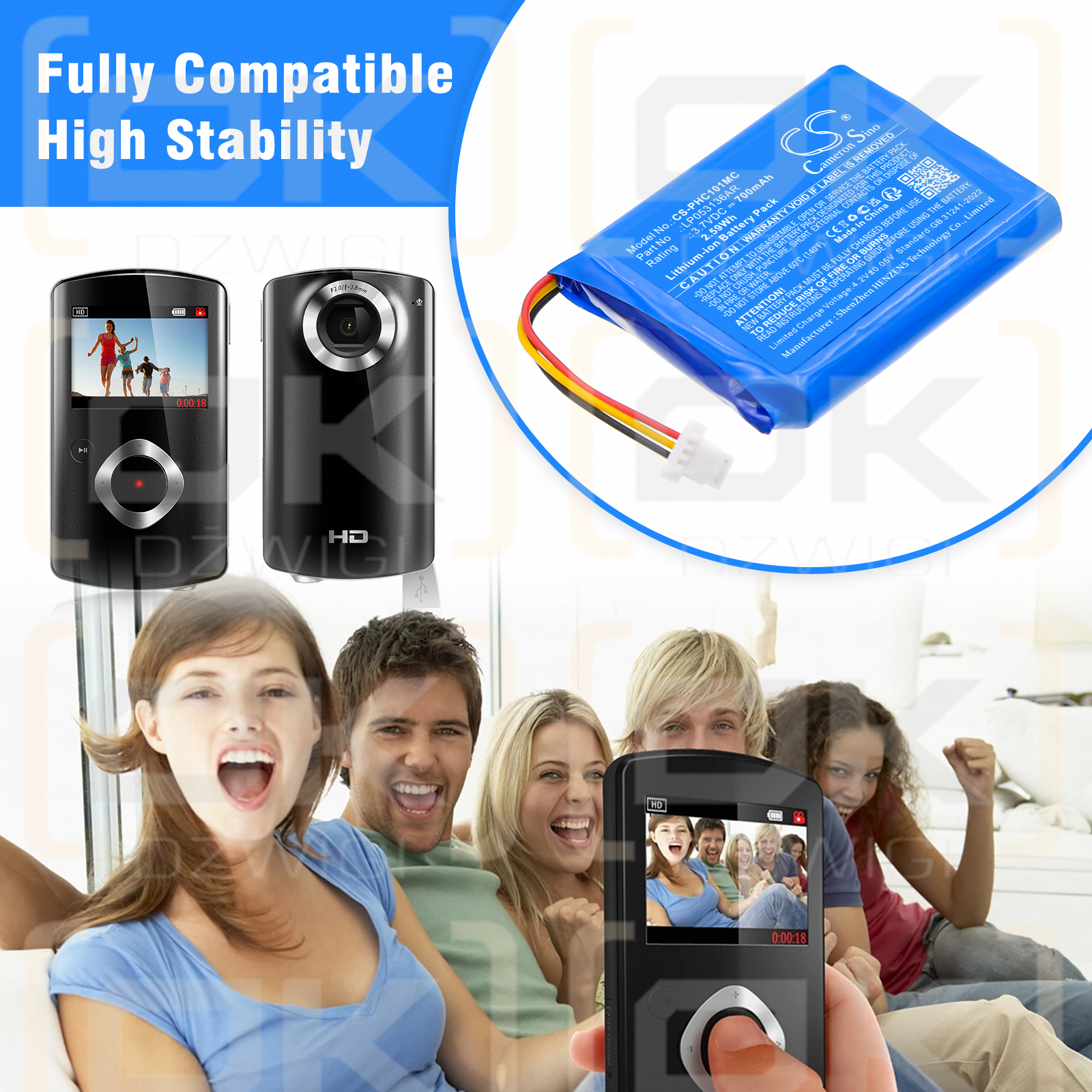 Philips ESee CAM101BL/00 / LP053136AR 700mAh Li-ion 3.7V (Cameron Sino)