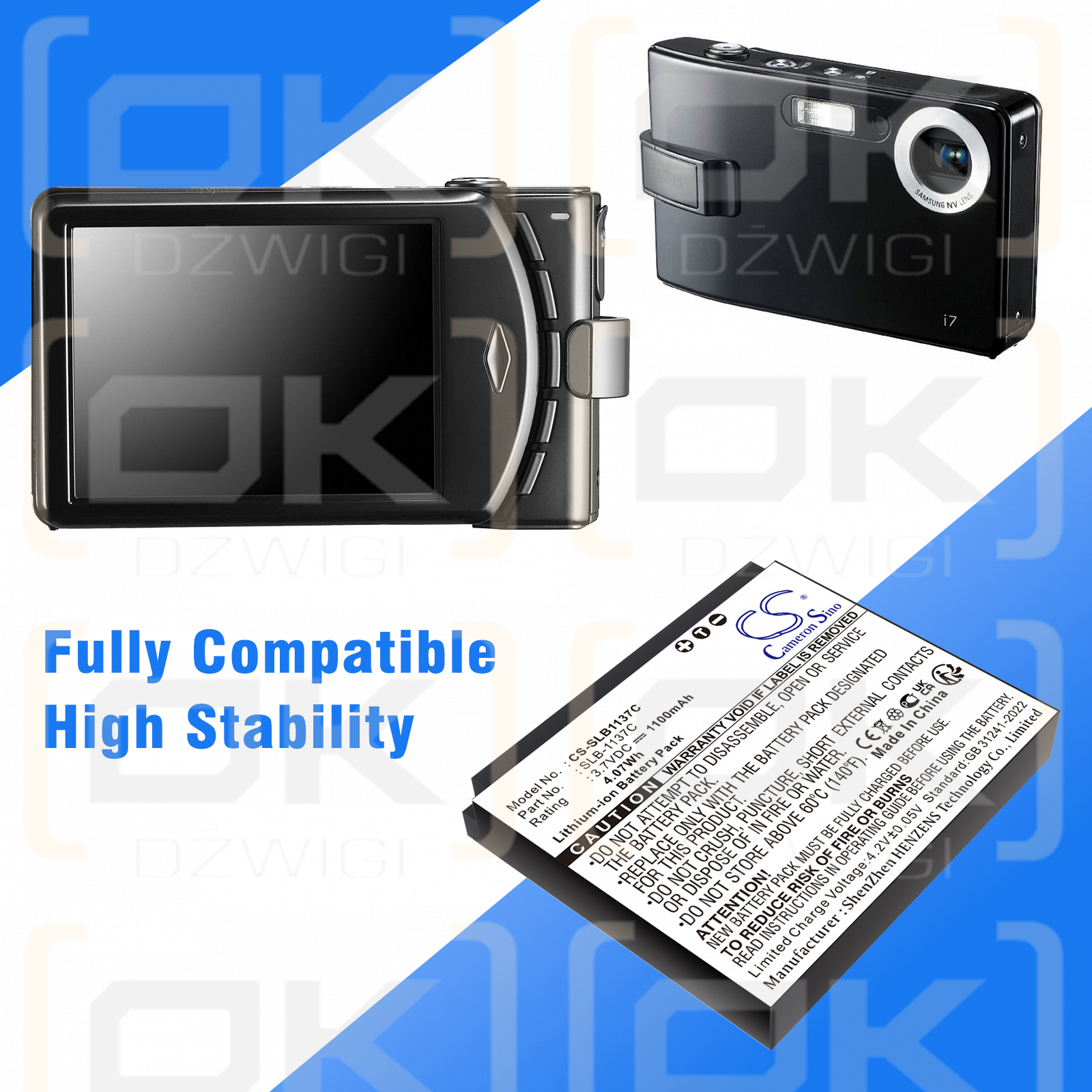 Samsung Digimax i7 / SLB-1137C 1100mAh Li-ion 3.7V (Cameron Sino)
