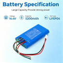 Ersatzakku für AirSep FreeSthle 5 Oxyegn / AS077 5200 mAh LiFePO4 14,4 V (Cameron Sino)