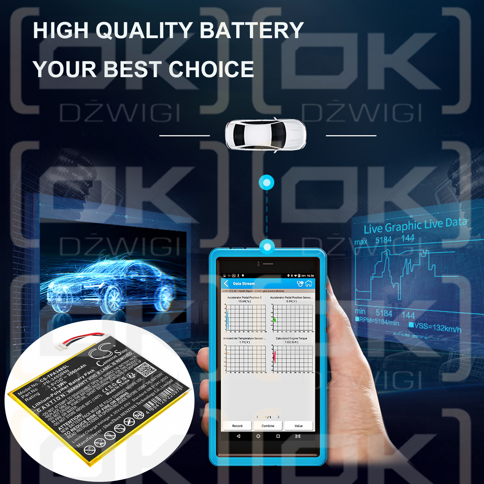 TOPDON ArtiMINI Scan Tool / PR-348594N 3500mAh Li-Polymer 3.8V (Cameron Sino)