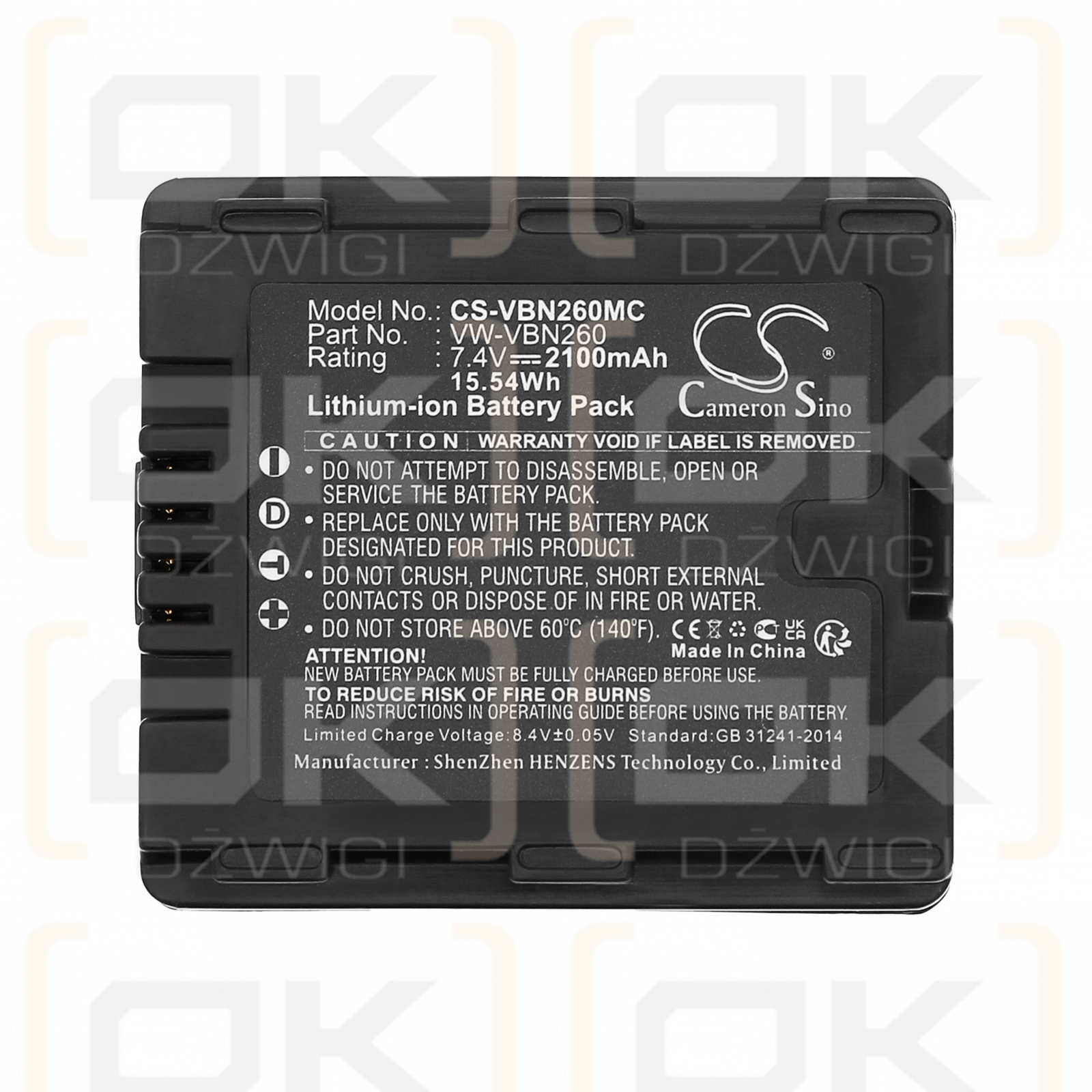 Panasonic HC-X900M / VW-VBN260 2100mAh Li-ion 7.4V (Cameron Sino)