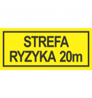 "RISK ZONE 20m" sticker 115x70 mm