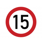 Naklejka laminowana limit prędkości 15 km/h- czerwona obwódka