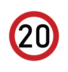 Naklejka laminowana limit prędkości 20 km/h- czerwona obwódka