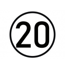 Naklejka laminowana limit prędkości v2 20 km/h- czarna obwódka