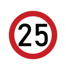 Naklejka laminowana limit prędkości 25 km/h- czerwona obwódka
