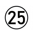 Naklejka laminowana limit prędkości v2 25 km/h- czarna obwódka