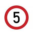 Naklejka laminowana limit prędkości 5 km/h- czerwona obwódka