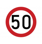 Naklejka laminowana limit prędkości 50 km/h- czerwona obwódka