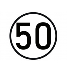 Naklejka laminowana limit prędkości v2 50 km/h- czarna obwódka