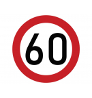 Naklejka laminowana limit prędkości 60 km/h- czerwona obwódka