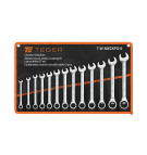 Zestaw kluczy płasko-oczkowych z grzechotką 13 szt / TEGER