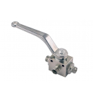 Zawór kulowy hydrauliczny 3-drogowy 3/2 M14x1.5 08L z otworami mocującymi 500 bar Waryński