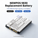 Batería de repuesto para NEWPOS NEW9830 / XQT672-2500, 2500 mAh, iones de litio, 7,6 V (Cameron Sino)