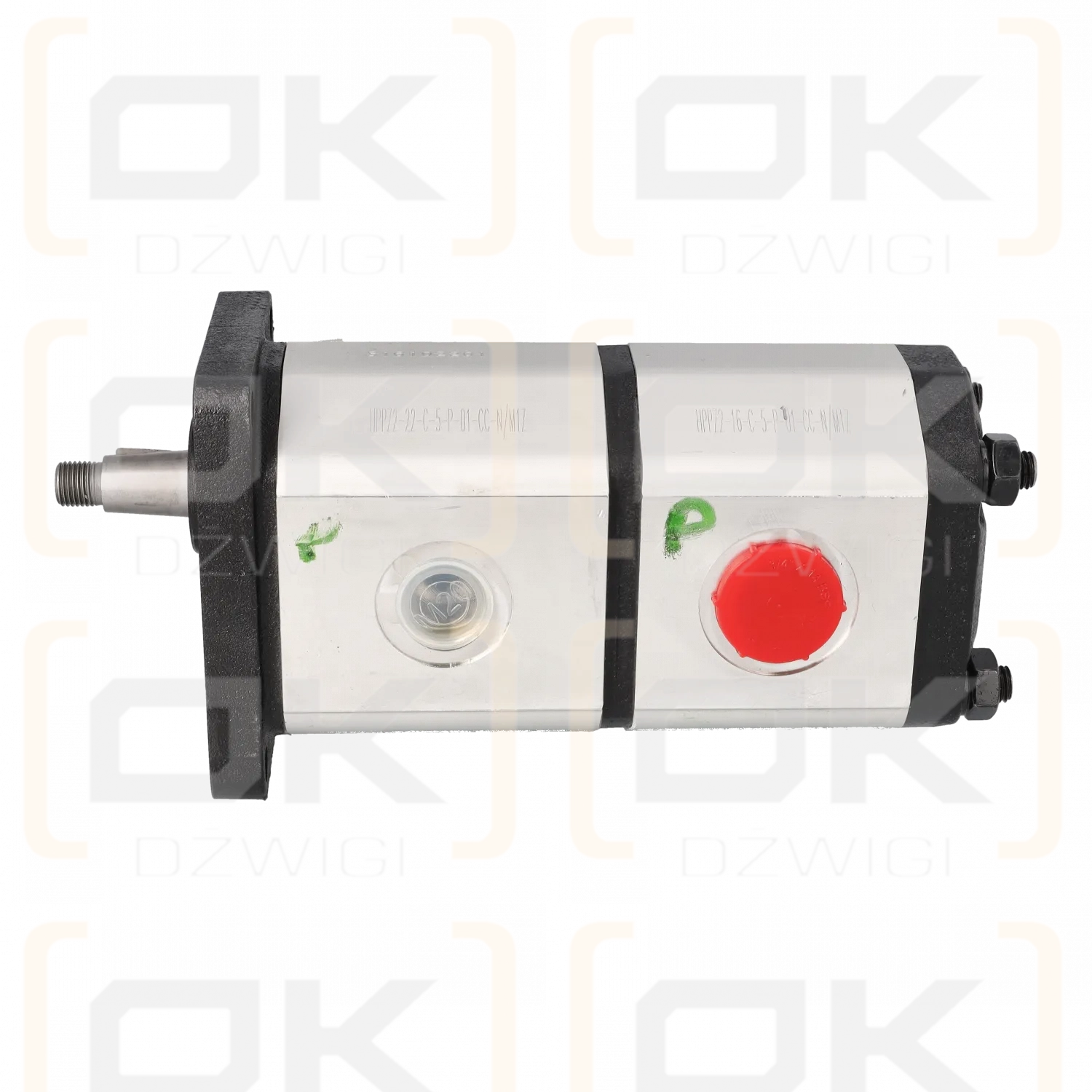 LARK 2-section gear pump, size 2/2, front, European, 82, lock, 36.5mm; 22cc/rev; 16cc/rev; right