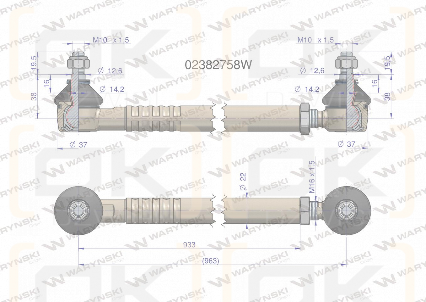 Drążek kierowniczy 963mm 02382758 WARYŃSKI