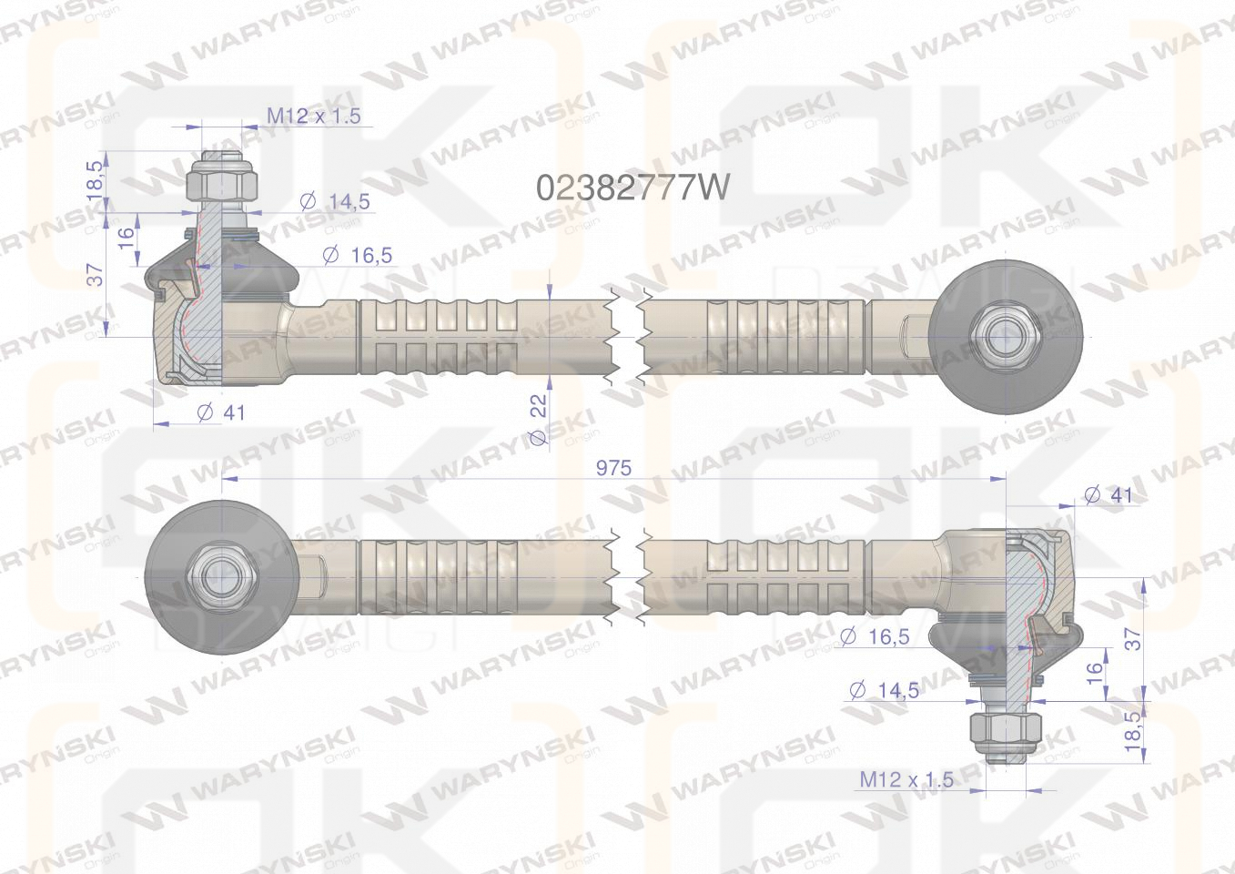 Drążek kierowniczy 975mm 02382777 WARYŃSKI