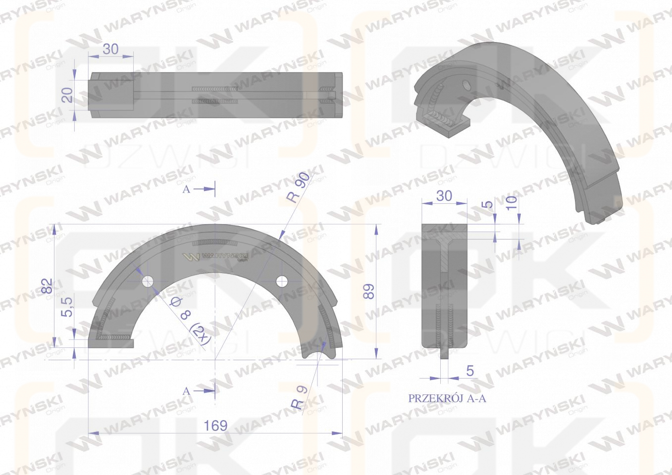 Szczęka hamulcowa 04378796 DEUTZ  Waryński (sprzedawane po 4 )