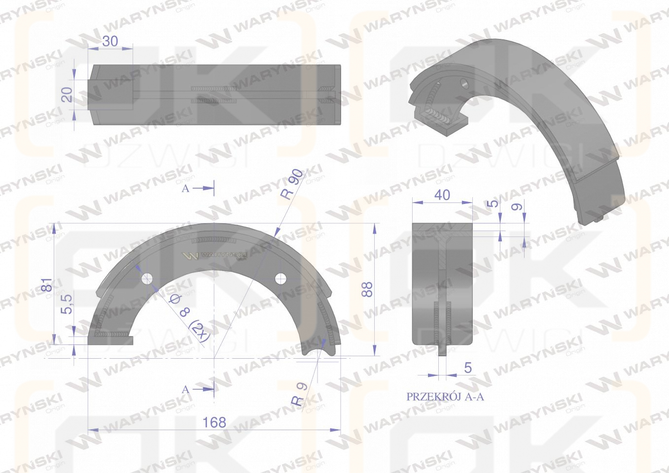 Szczęka hamulcowa 04380577  DEUTZ Waryński (sprzedawane po 4)