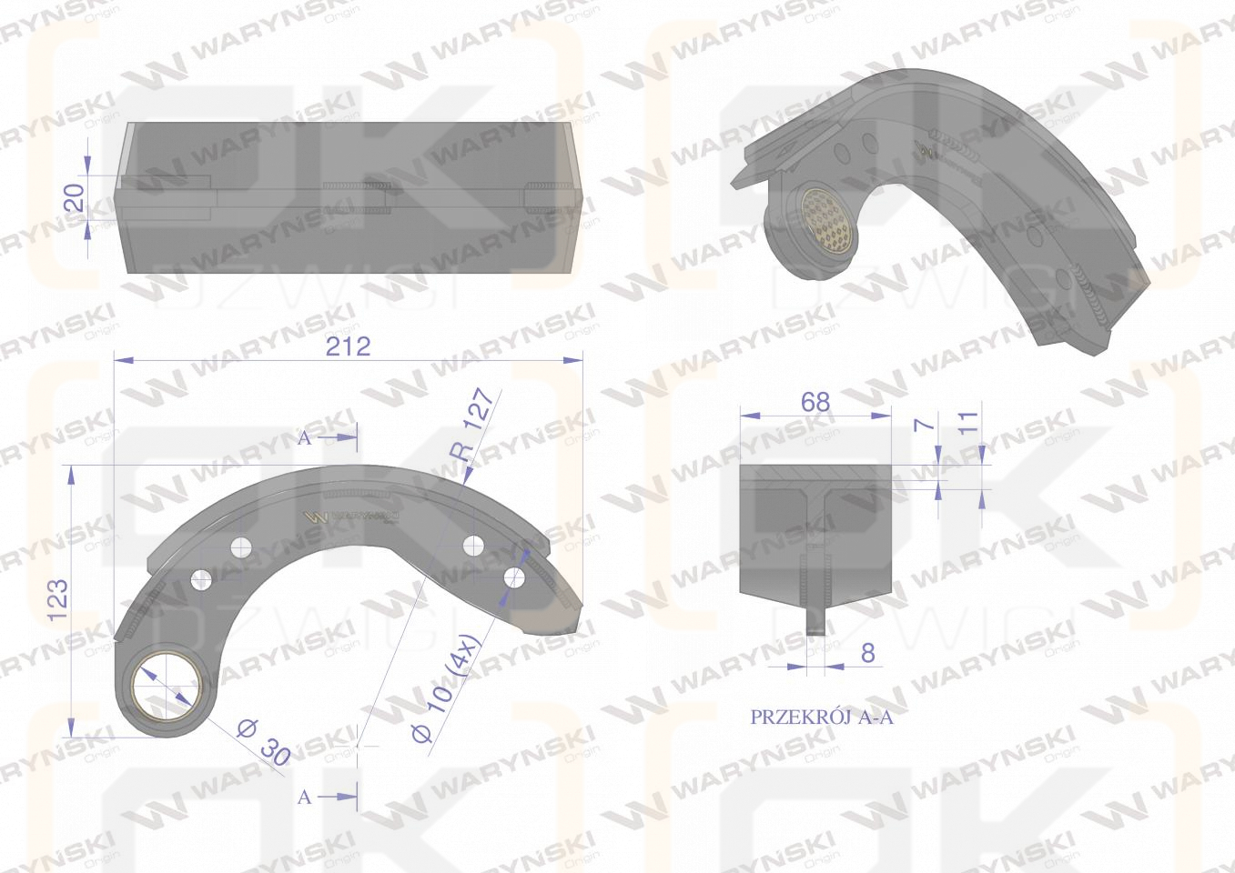 Szczęka hamulcowa 04399854 DEUTZ Waryński (sprzedawane po 4 )