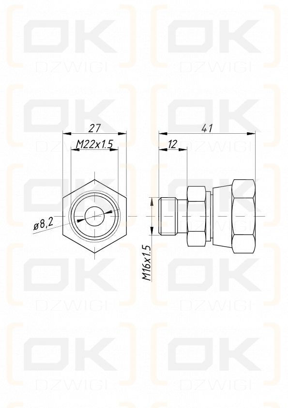 Złącze redukcyjne AMBM M22x1.5/M16x1.5