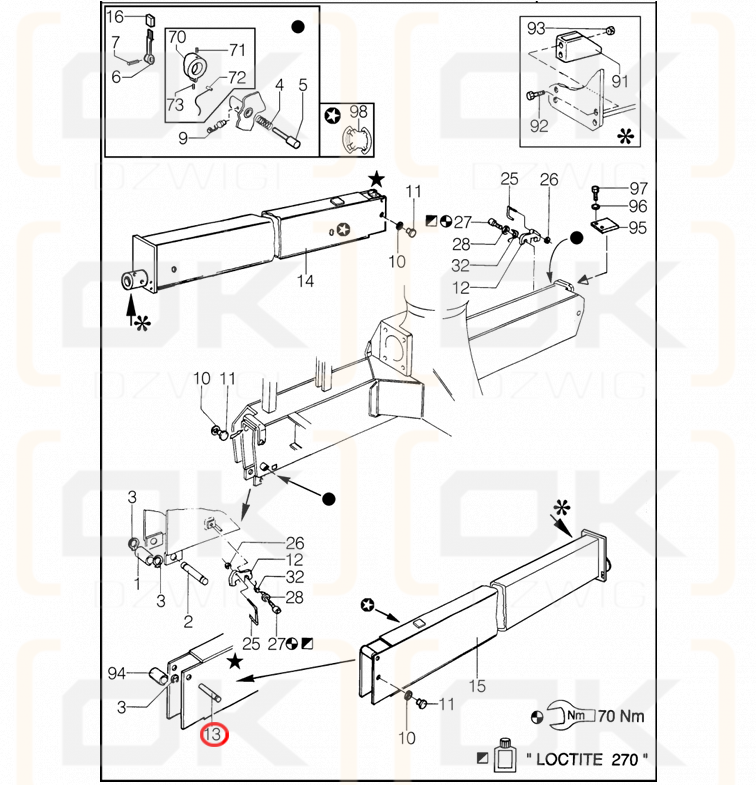 Fassi support roller pin